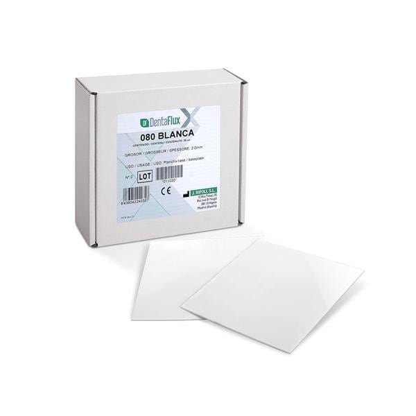 PLANCHAS TERMOCONFORMADO BASE 080 BLANCAS 2MM 25UD - DENTAFLUX