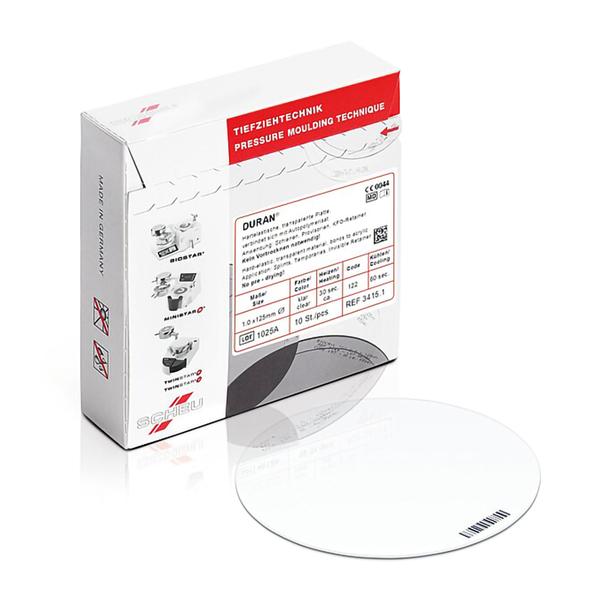 PLANCHAS TRANSPARENTES DURAN 1,5X1,25MM 10U - SCHEU DENTAL