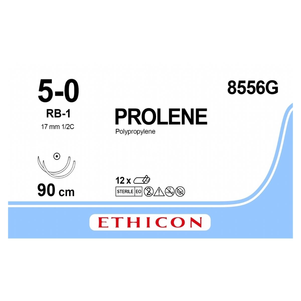 PROLENE AGUJA CILIND 1/2 17MM 5/0 90CM 12U ETHICON