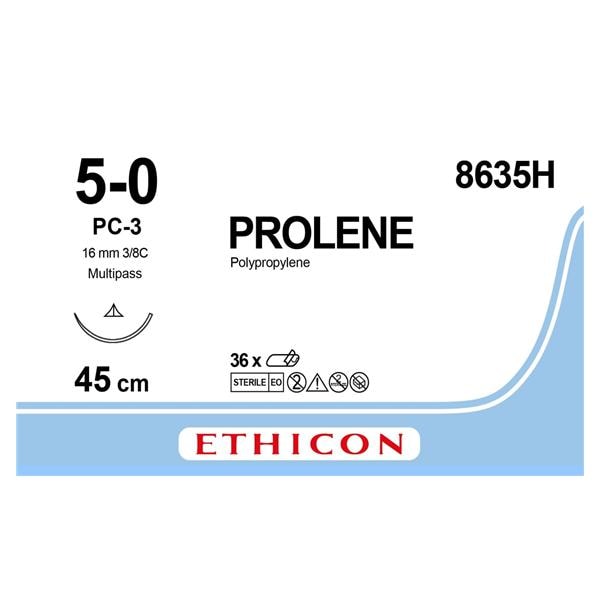 8635H PROLENE AGUJA TRIANG 3/8 16MM 5/0 45CM 36U ETHICON