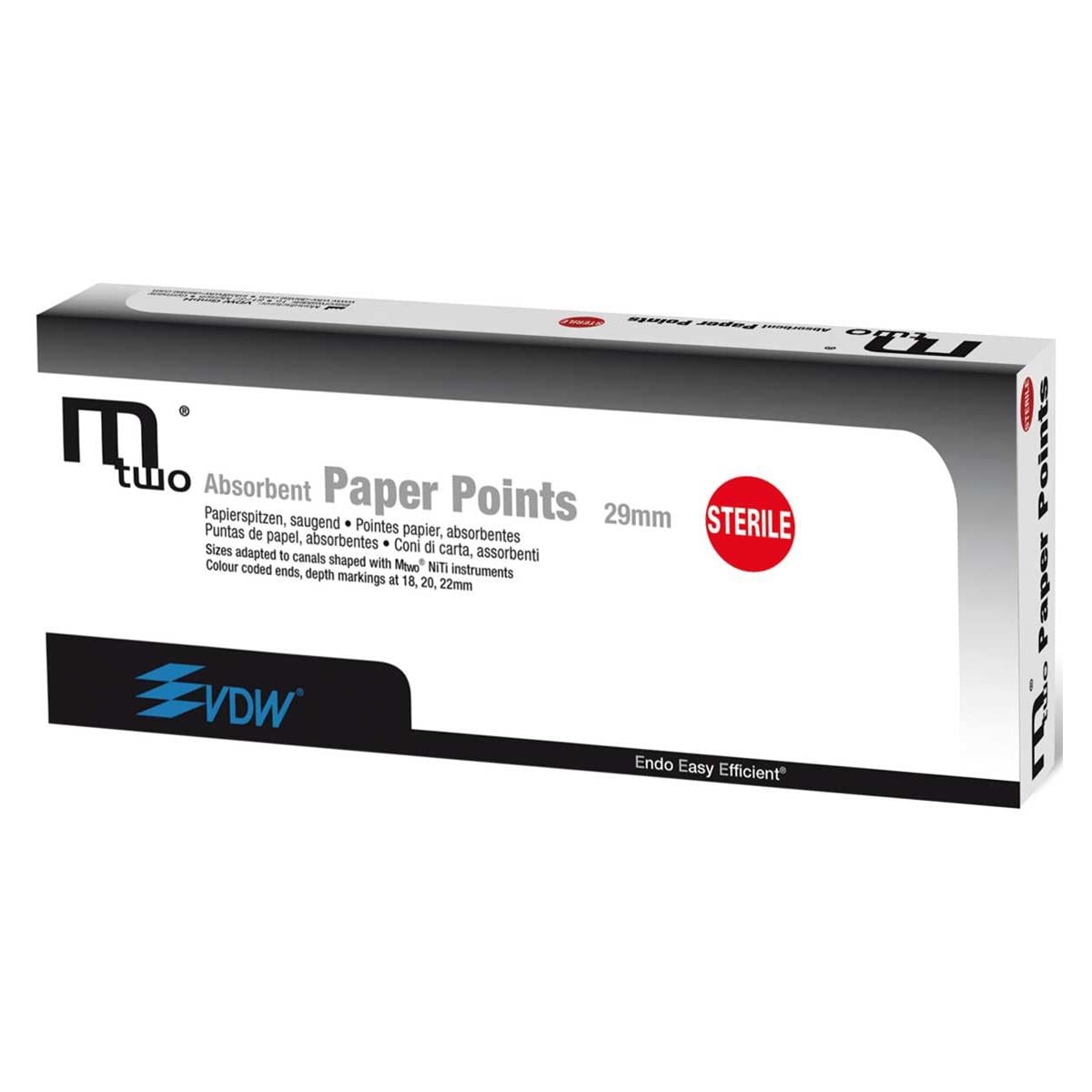 PUNTAS PAPEL ABSORBENTE ENDODONCIA MTWO CONICIDAD 04 N40 144U - VDW