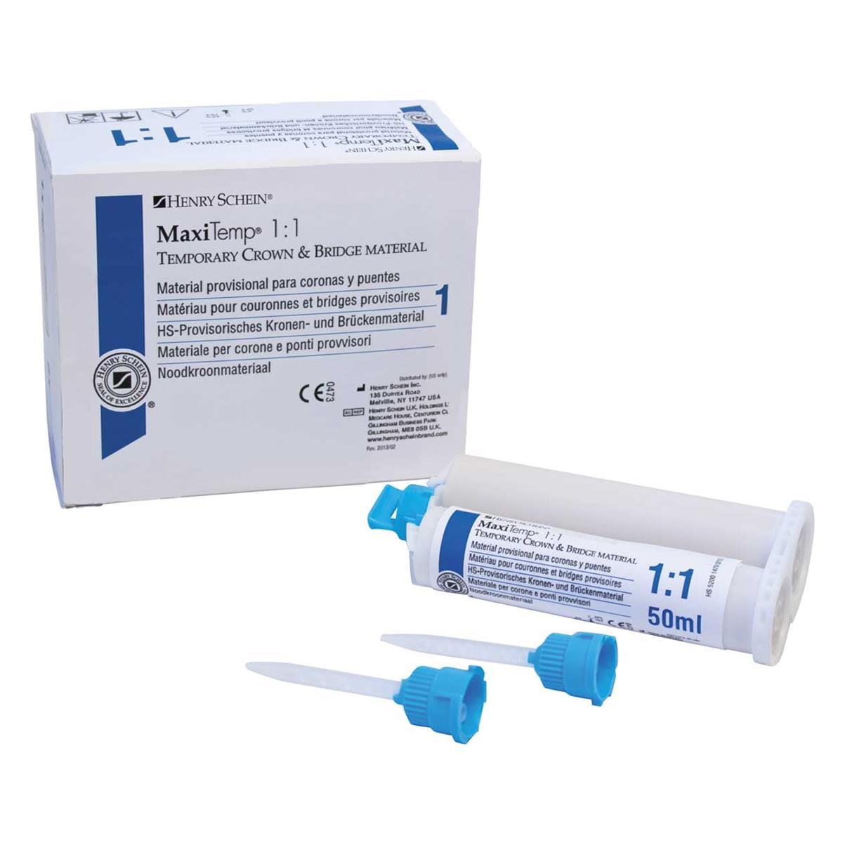 RESINA MAXITEMP 1:1 STARTER KIT A2 CARTUCHO 50ML + 6 PUNTAS MEZCLA - HENRY SCHEIN