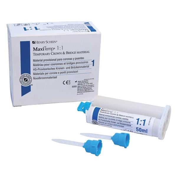 RESINA MAXITEMP 1:1 STARTER KIT A2 CARTUCHO 50ML + 6 PUNTAS MEZCLA - HENRY SCHEIN