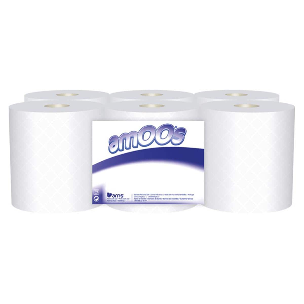 ROLLO PAPEL SECAMANOS BLANCO 150M 6 ROLLOS - AMOOS