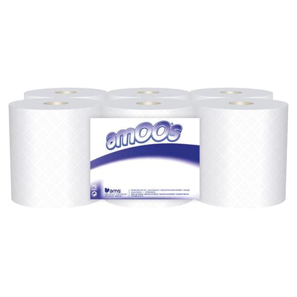 ROLLO PAPEL SECAMANOS BLANCO 150M 6 ROLLOS - AMOOS