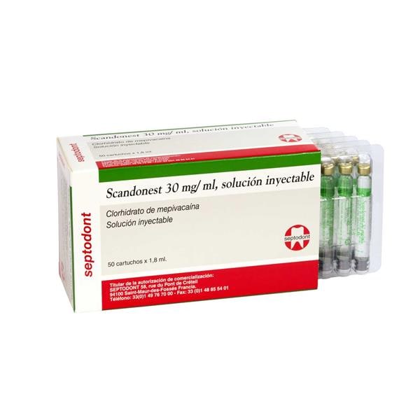 SCANDONEST 3% VERDE MEPIVACAINA SVC 50U - SEPTODONT