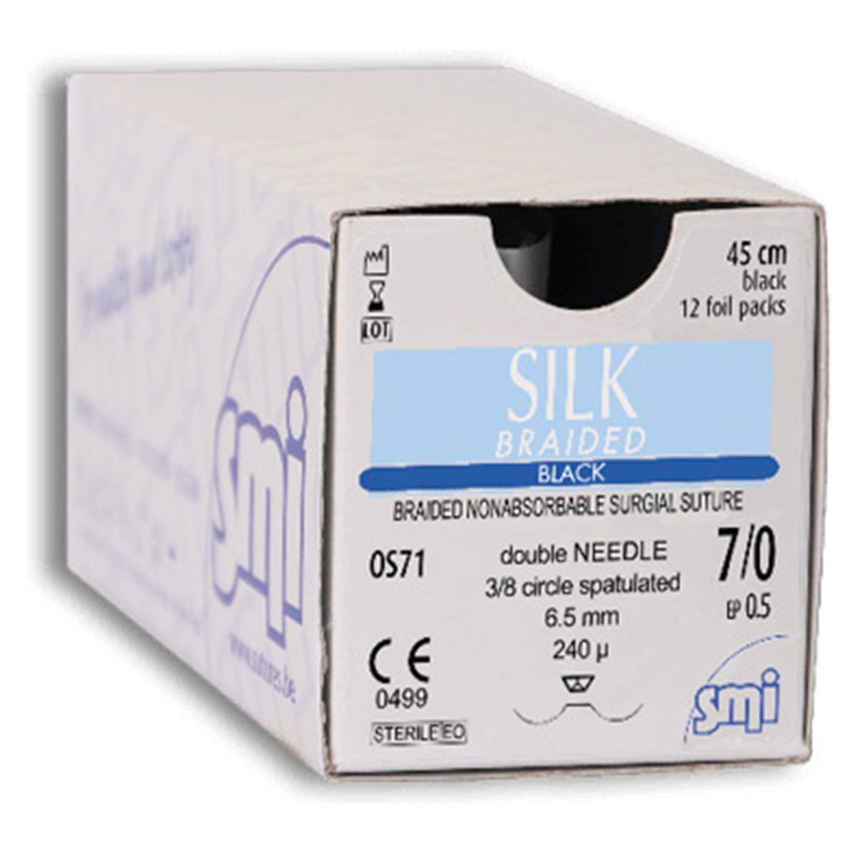 SEDA DOBLE AGUJA ESPAT 3/8 6,5MM 7/0 45CM 12U SMI