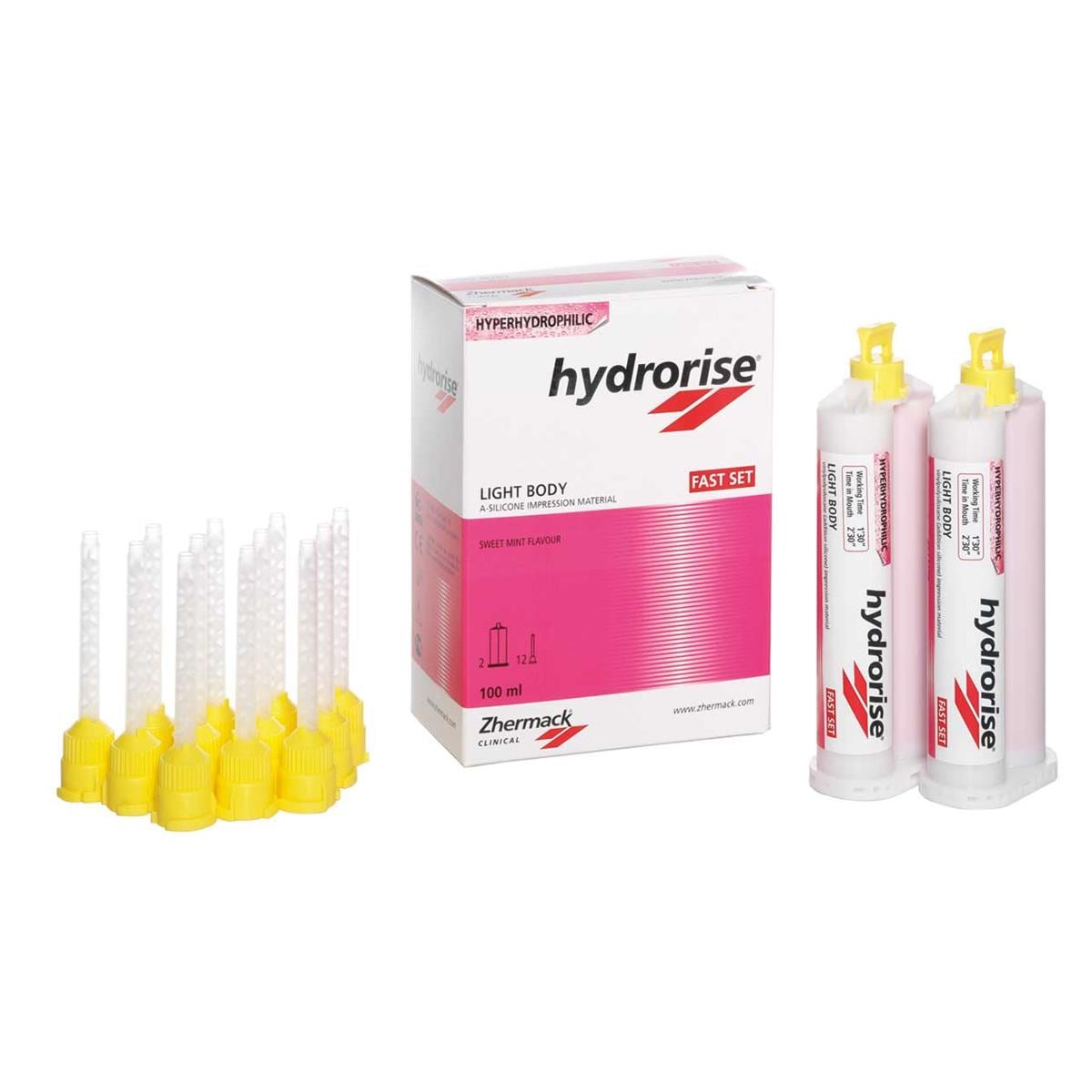 SILICONA DE ADICIÓN HYDRORISE FLUIDO LIGHT FAST 2X50ML + PUNTAS MEZCLA - ZHERMACK