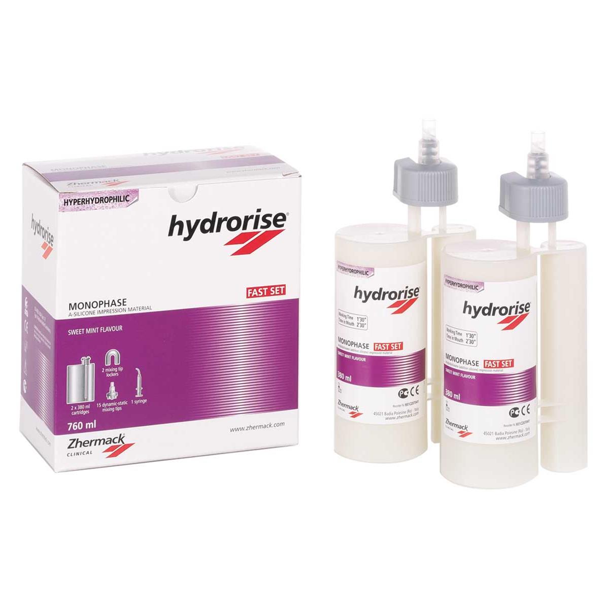 SILICONA DE ADICIÓN HYDRORISE MAXI MONOPHASE NORMAL 2X380ML + PUNTAS MEZCLA - ZHERMACK