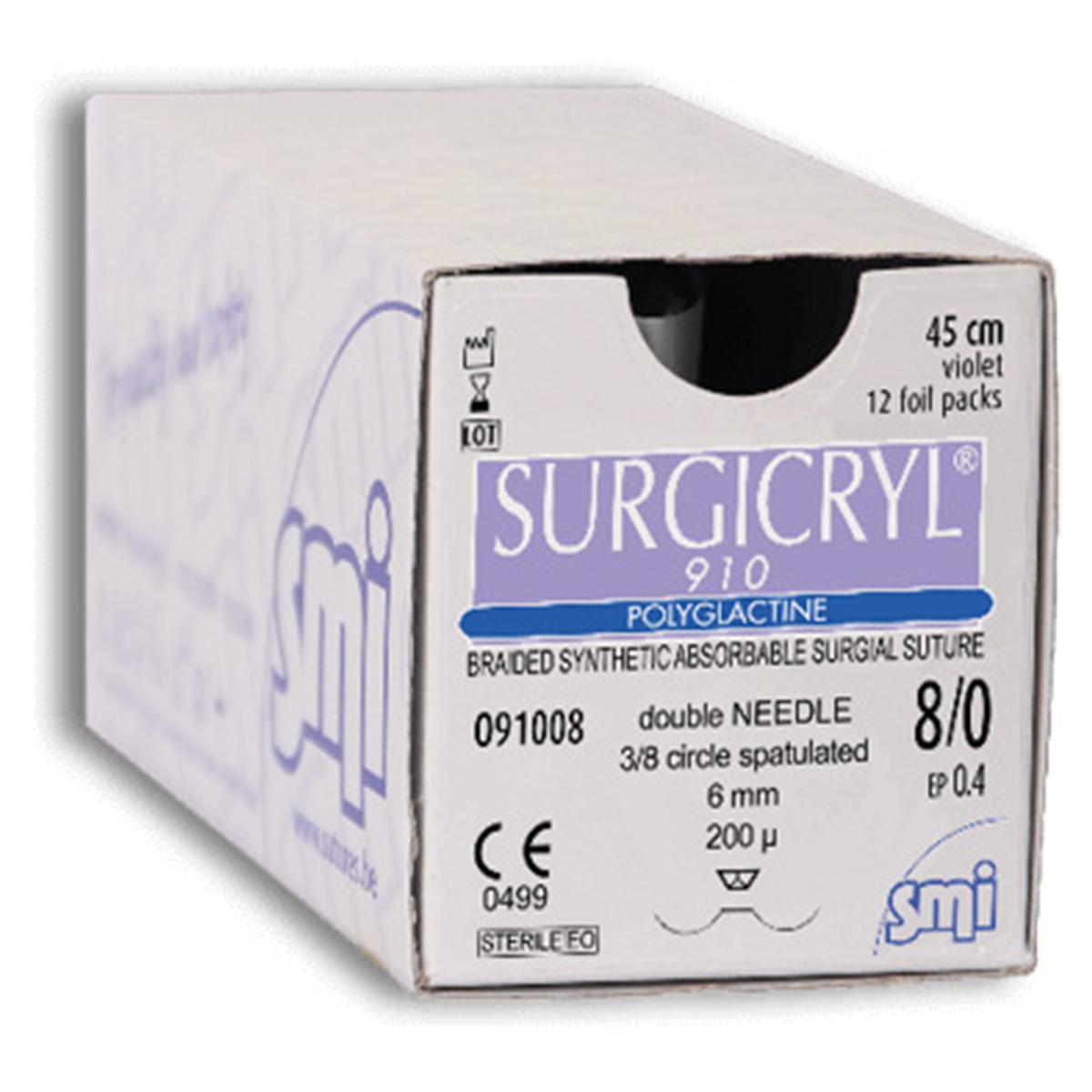 SURGICRYL DOBLE AG ESPAT 1/4 8MM 5/0 45CM 12U SMI