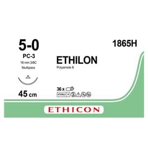 ETHILON 5/0 AG 16MM TRIA 3/8 CIR 45CM NEGRO 36U JJ