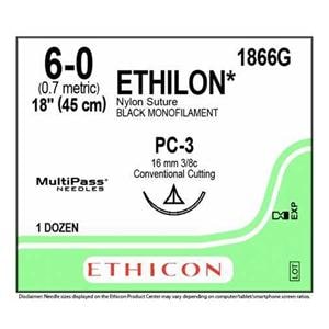 ETHILON BLK 6/0 45CM M0.7 PC-3 PRIME 12U ETHICON