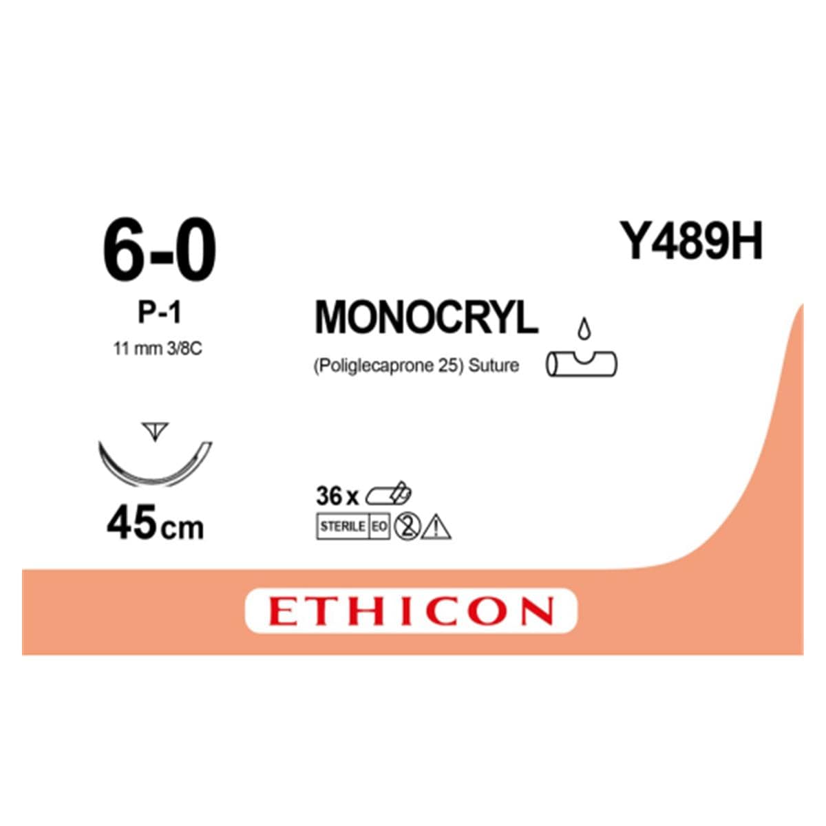 Y489H MONOCRYL 6/0 CAJA DE 36 UDS