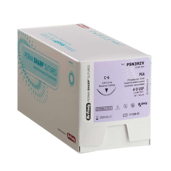 HILO DE SUTURA PERMA SHARP PGA ABS 4.0 C6 INVERSO 3/8 CIR 12U - HU-FRIEDY