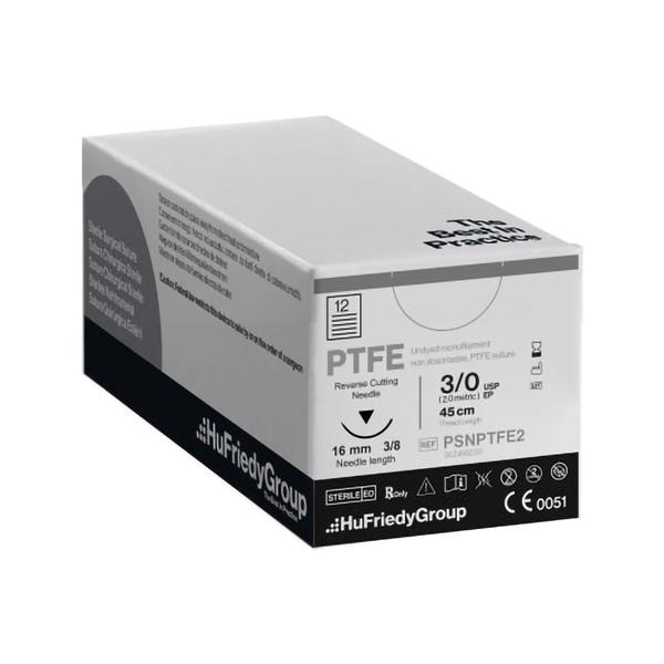 SUTURA 3-0 PTFE BLANCO 18 C22 3/8 CIR INV 12U - HU-FRIEDY