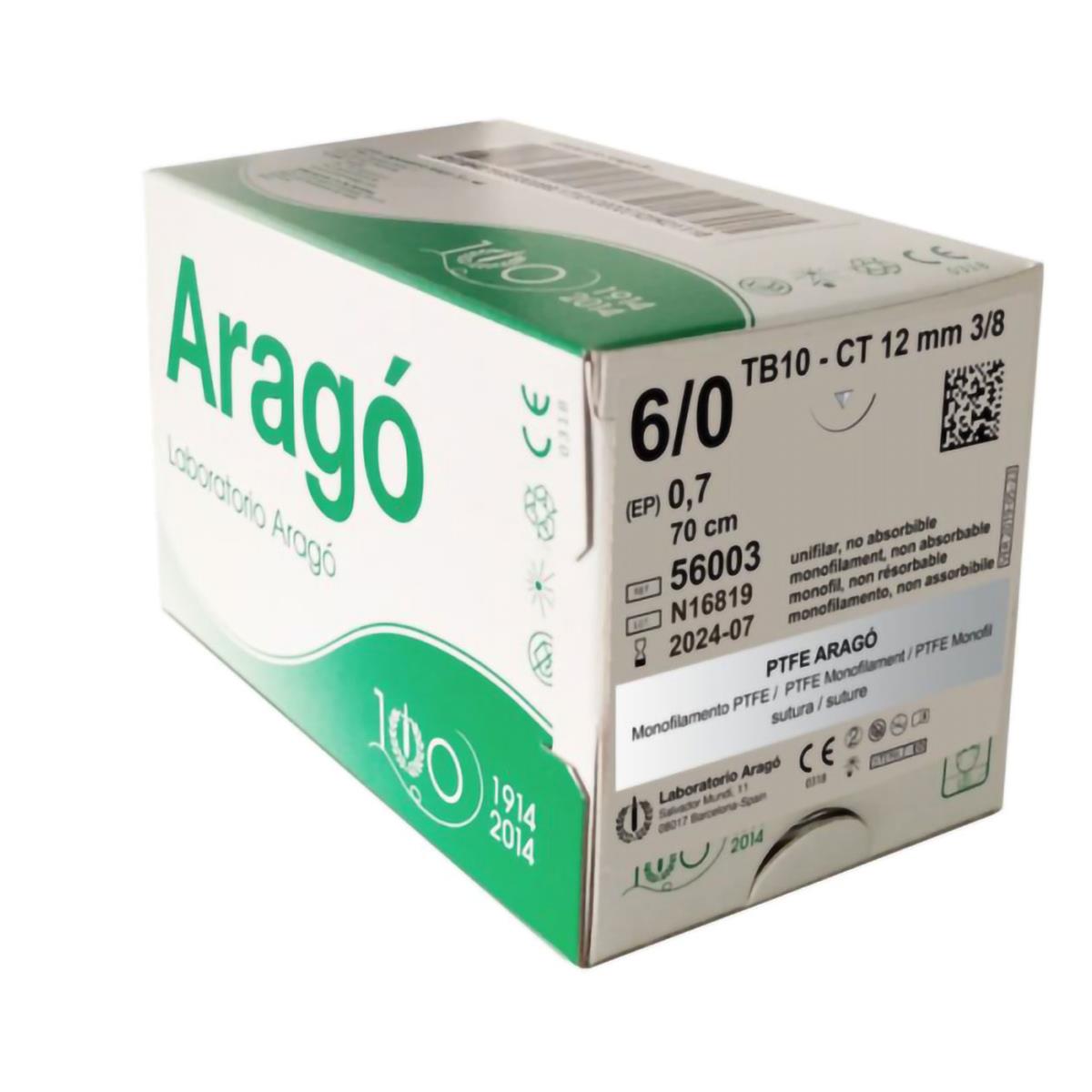 SUTURA PTFE UNIF 3/8 TB12 4/0 75CM TRI 12U - ARAGO