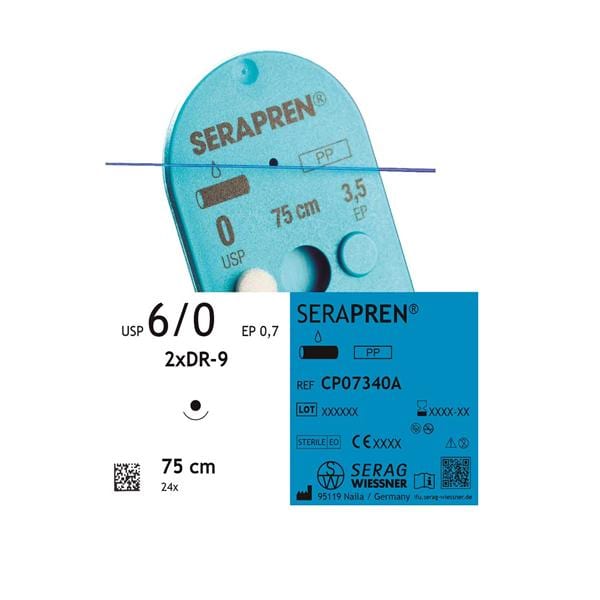 SERAPREN BLUE 1/2 REDONDA 12MM 6/0 75CM 24U SERAG