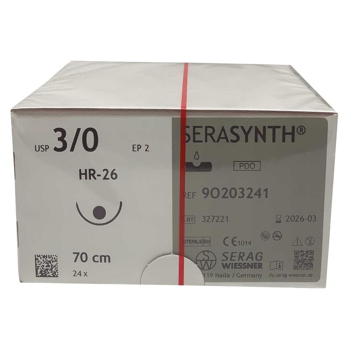 SUTURA SERASYNTH 3/8 RED 17MM 3/0 30CM 12U SERAG