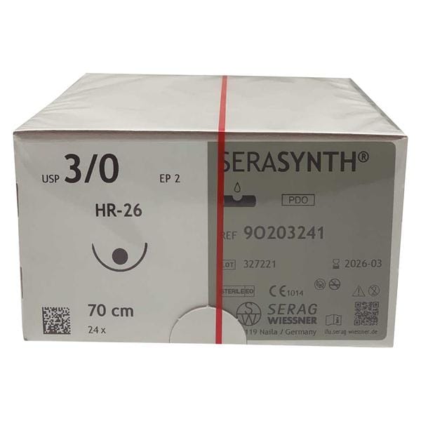 SUTURA SERASYNTH 3/8 RED 17MM 3/0 30CM 12U SERAG