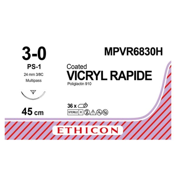 MPVR6830H VICRYL RAPID TRIANG 3/8 24MM 3/0 45CM 36U ETHICO