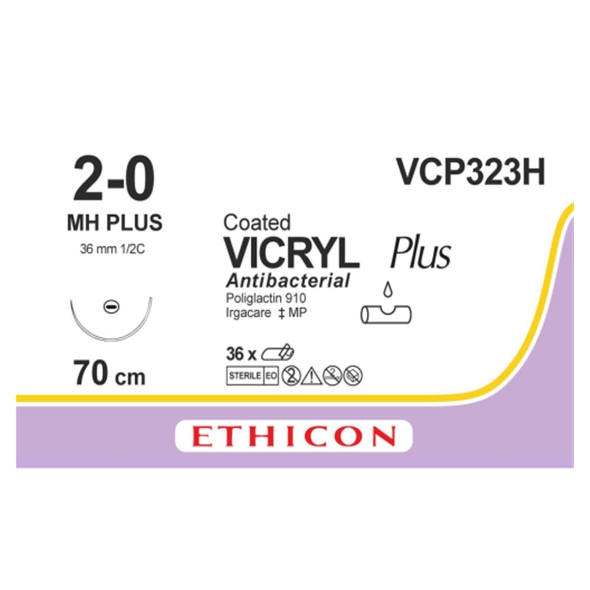 VICRYL PLUS CILIND 1/2 36MM 2/0 70CM 36U ETHICON