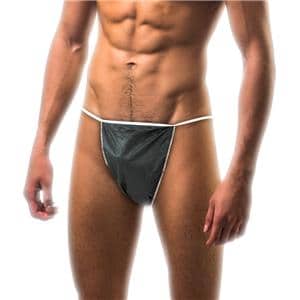 TANGA CABALLERO DE TNT NEGRO RIBETEADO EN BLANCO 100U