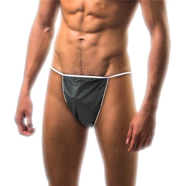 TANGA CABALLERO DE TNT NEGRO RIBETEADO EN BLANCO 100U