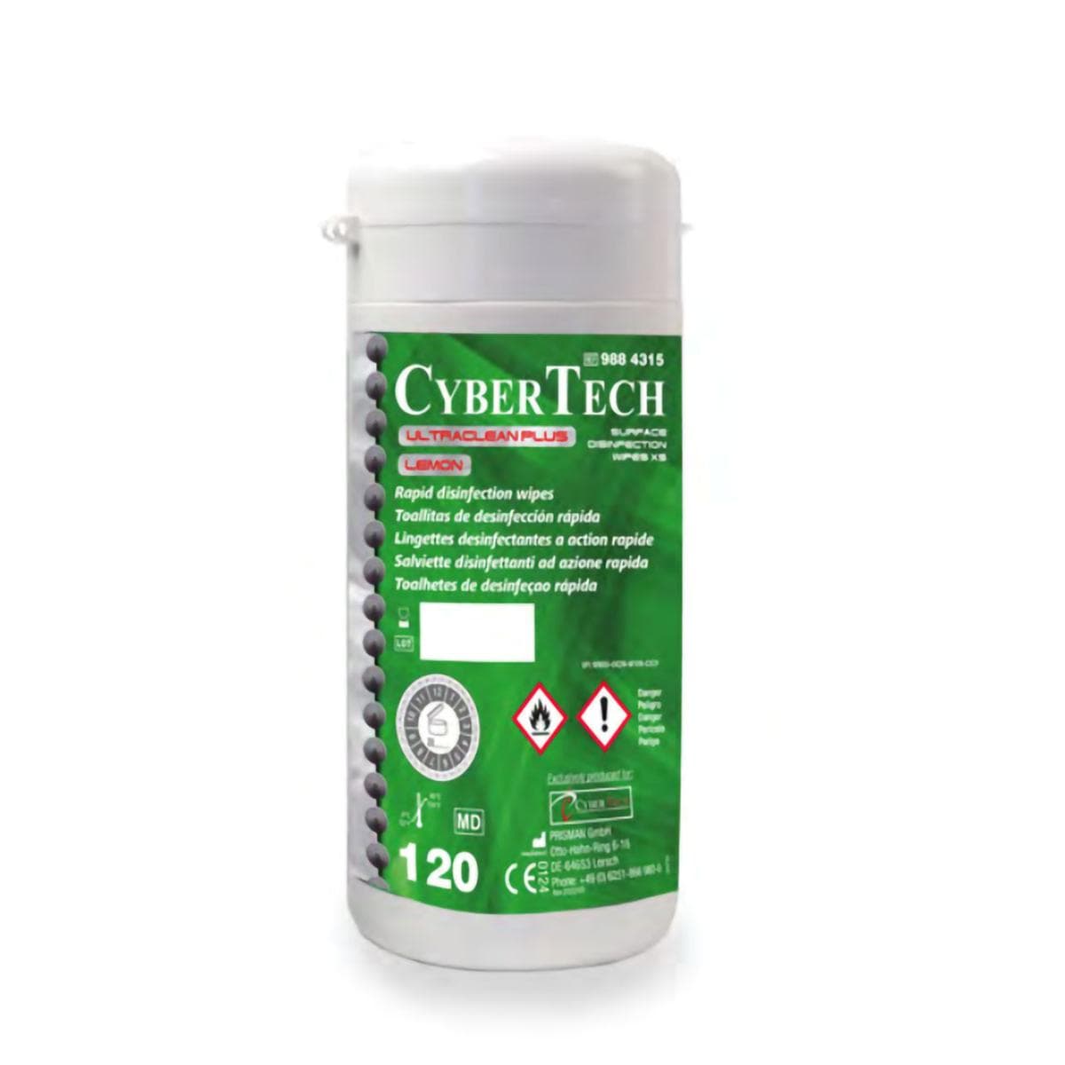 TOALLITAS DESINFECTANTES LIMÓN BOTE 120U - CYBERTECH