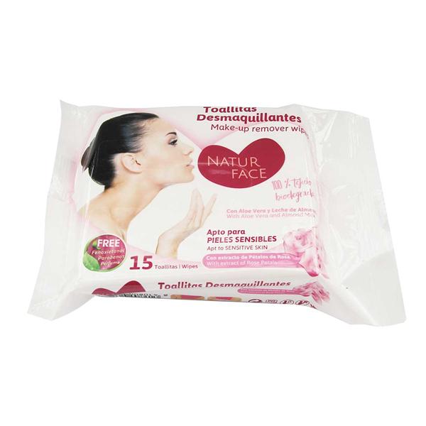 TOALLITAS DESMAQUILLANTES AGUA DE ROSAS 15U