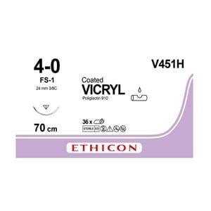 SUTURAS V451H VICRYL 4/0 AG 24MM TRIAN 3/8 CIR 70CM VIOLET 36U - ETHICON