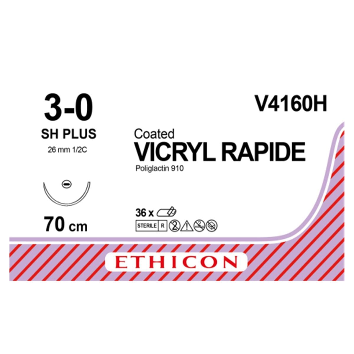 VICRYL RAPID CILIND 1/2 26MM 3/0 70CM 36U ETHICON