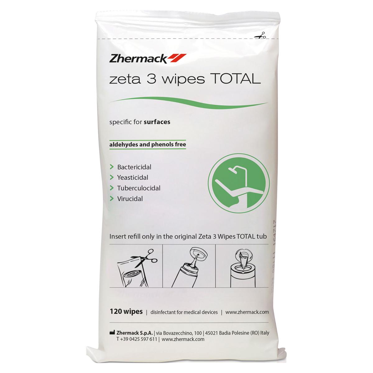 ZETA 3 TOALLITAS DESINFECTANTES REP.120U - ZHERMACK