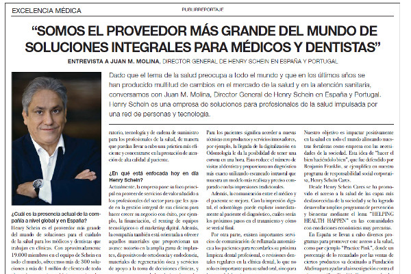 Entrevista El Mundo: Somos el proveedor más grande del mundo de soluciones integrales para médicos y dentistas